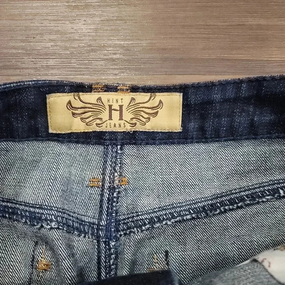 Hint Jeans Dark Blue Denim 5-pocket Studded Jean Knee Length Skirt 0 - Picture 6 of 9